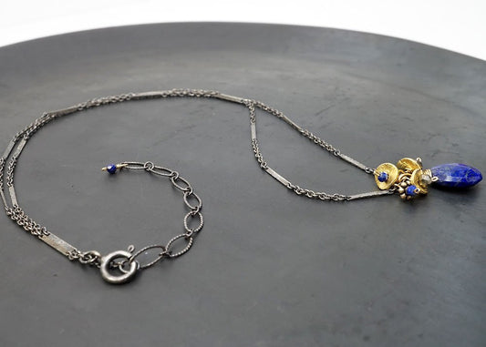 Lapis Stone Small Cluster Necklace