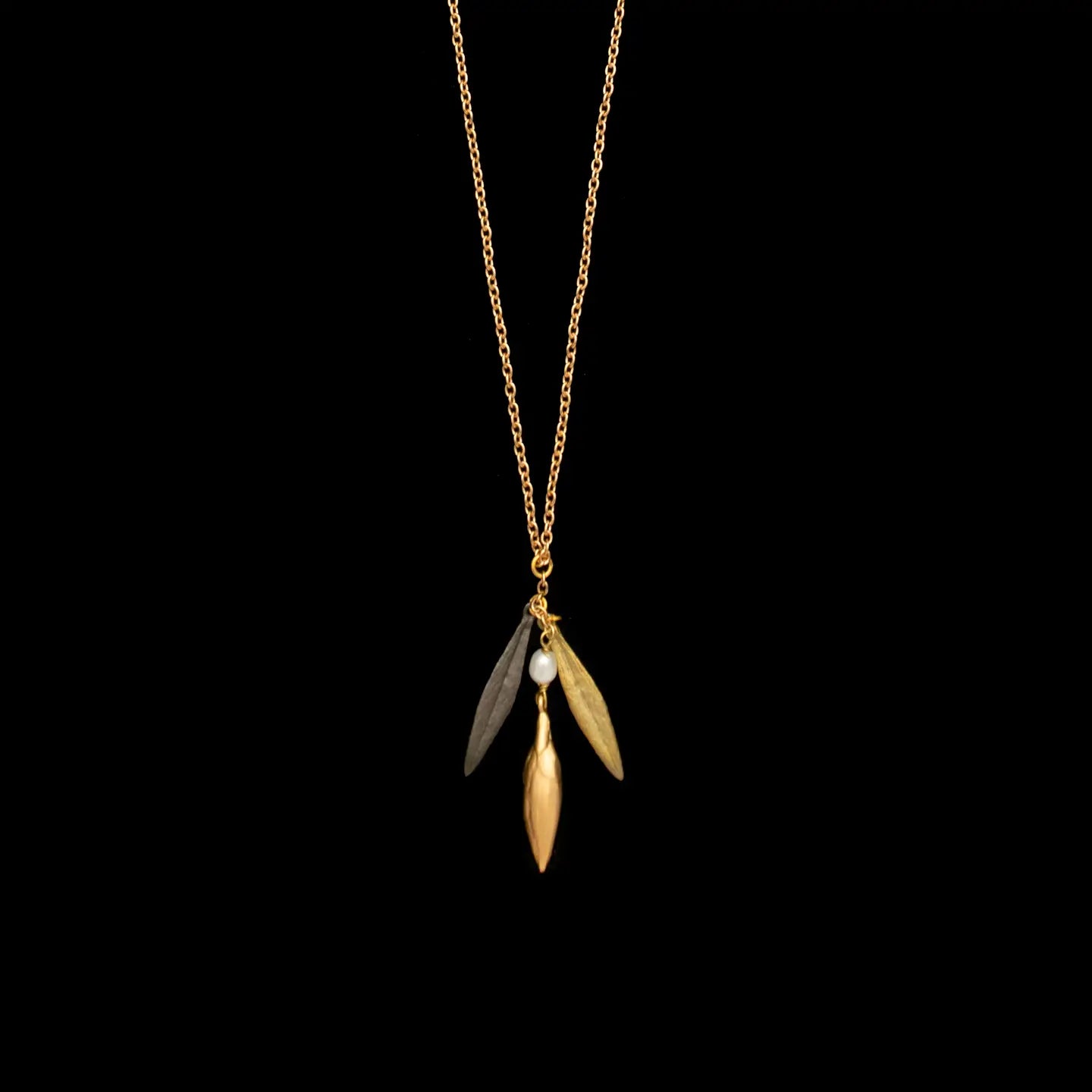 Leaf and Bud Gold Necklace