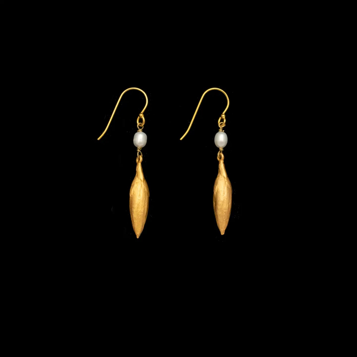 Leaf and Bud Gold Earrings
