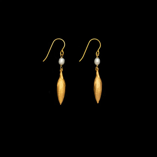 Leaf and Bud Gold Earrings