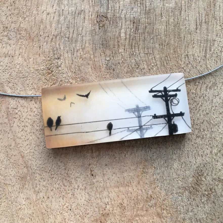 Lines and Connections Bird Necklace