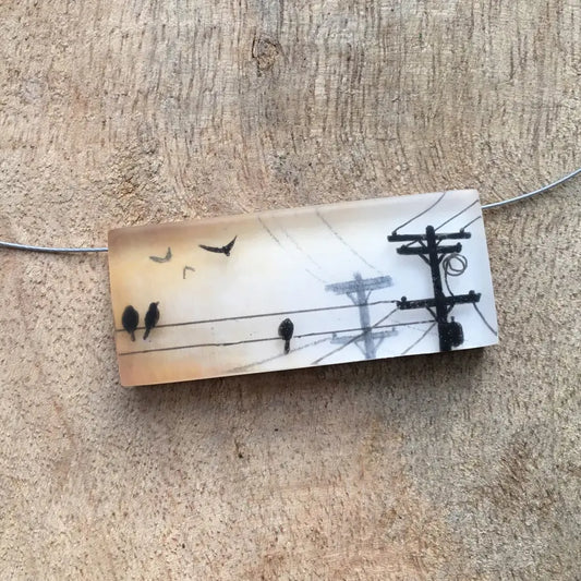 Lines and Connections Bird Necklace