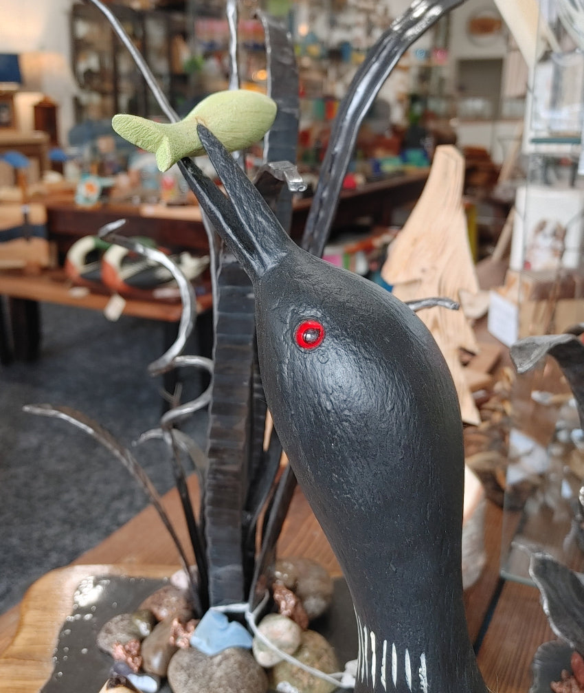 painted-loon-with-fish-sculpture