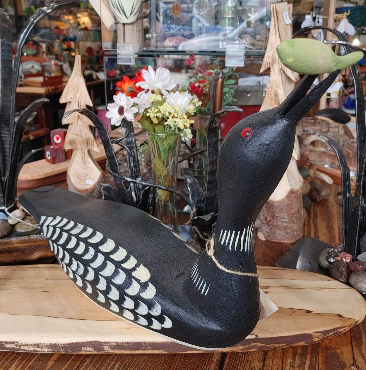 black-white-loon-carved-wood-decor