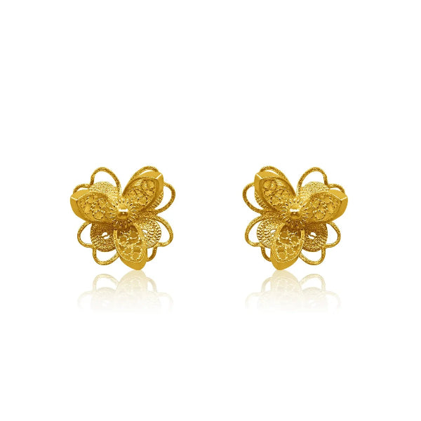 Gold Lotus Filigree Earrings