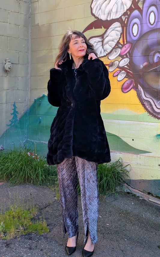 Royal Opulence Faux Fur Cardi Coat - Onyx