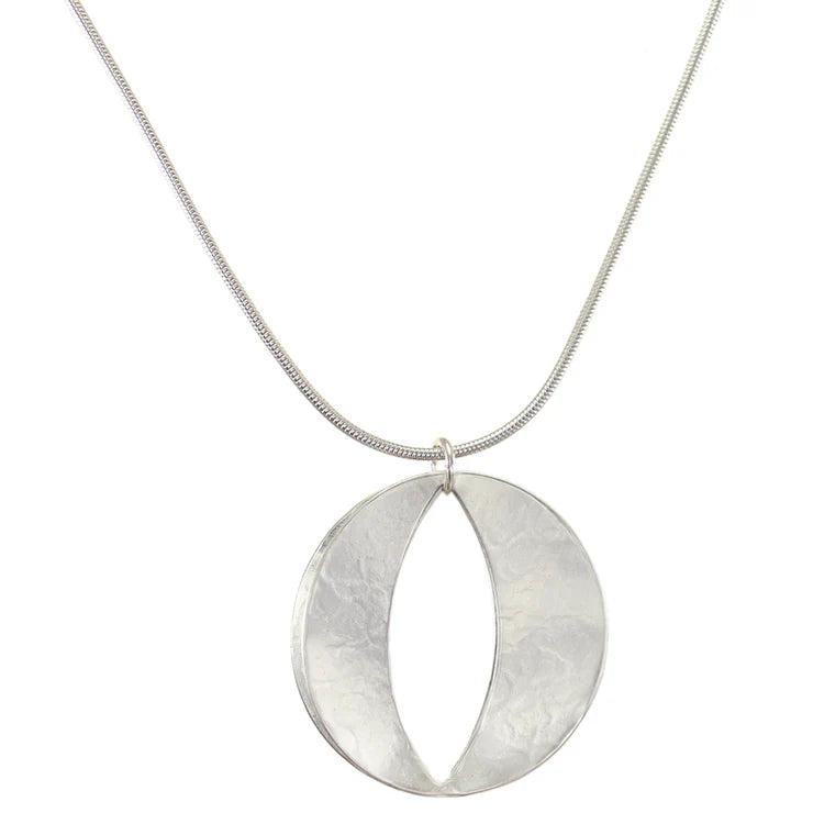 Open Disk Silver Necklace