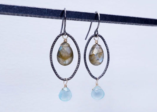 Oval Labradorite Earrings