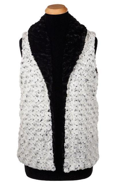 Rosebud Reversible Faux Fur Vest - Black with Black