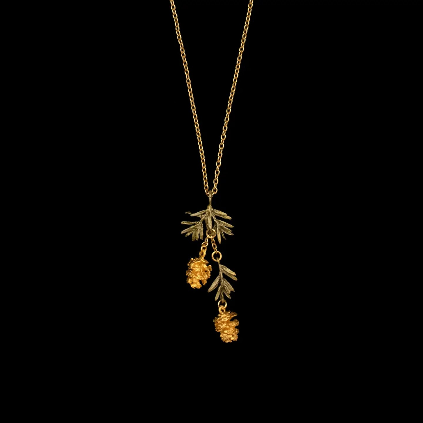 Dainty Pinecone with Needles Necklace