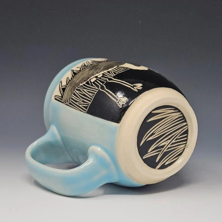 Sgraffito Sandhill Cranes Ceramic Mug