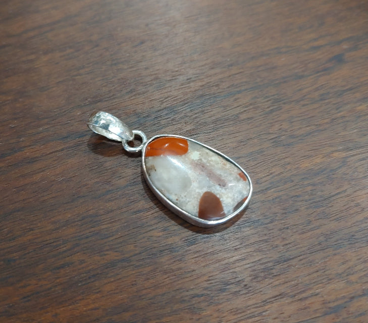 sterling silver pudding stone pendant