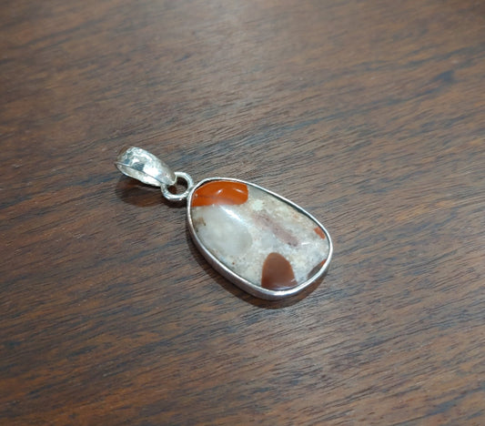 sterling silver pudding stone pendant