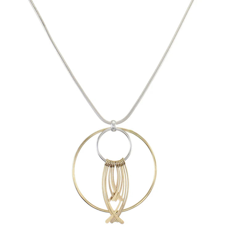 Silver and Gold Circle Fringe Necklace