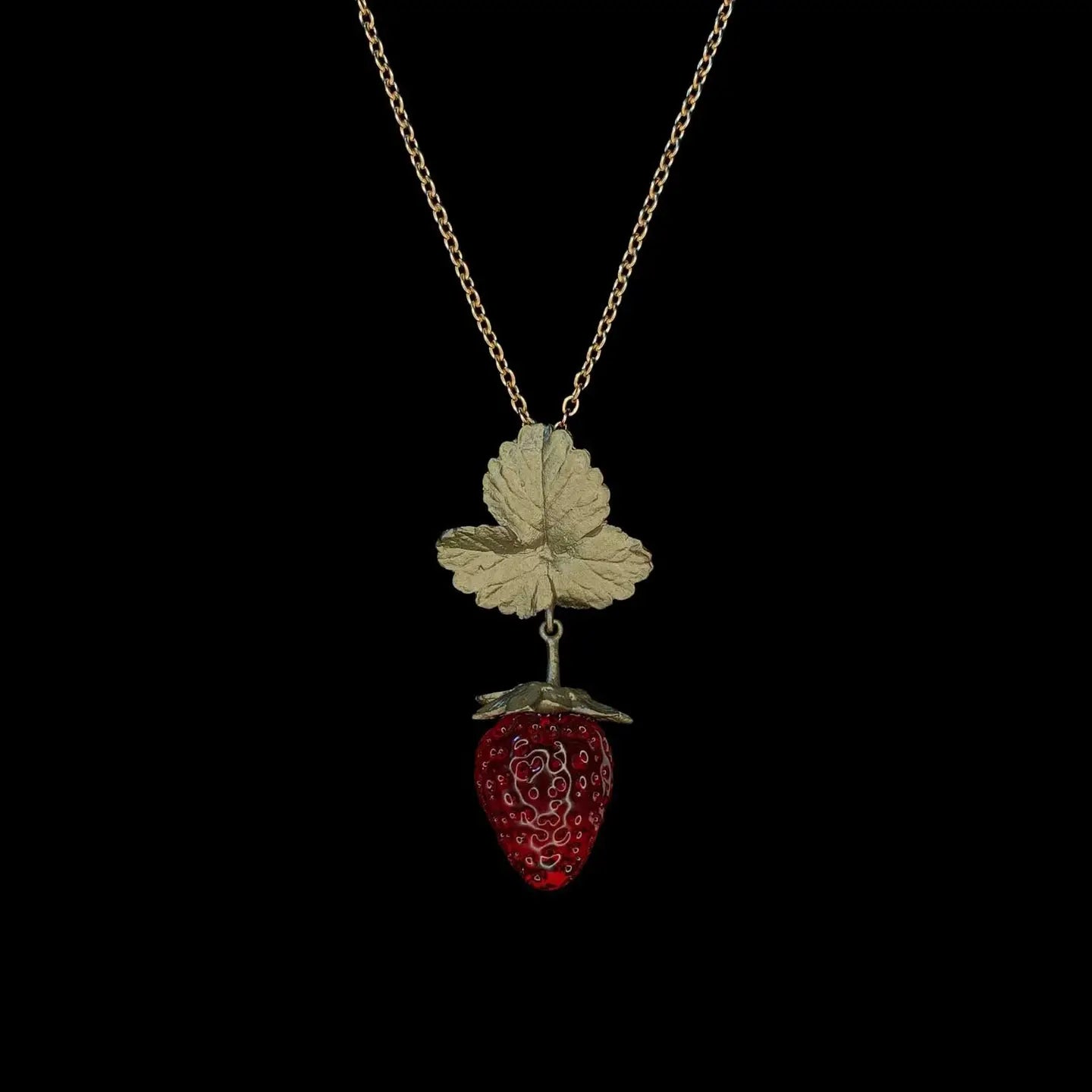 Strawberry with Leaf Necklace