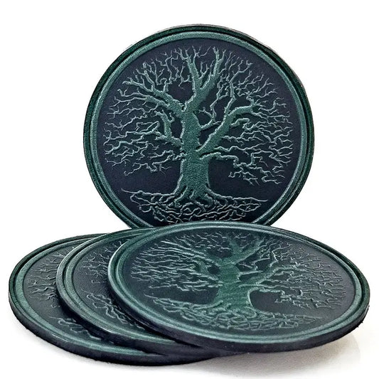 Tree of Life Leather Coaster Set