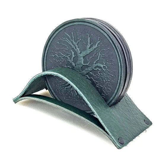 Tree of Life Leather Coaster Set