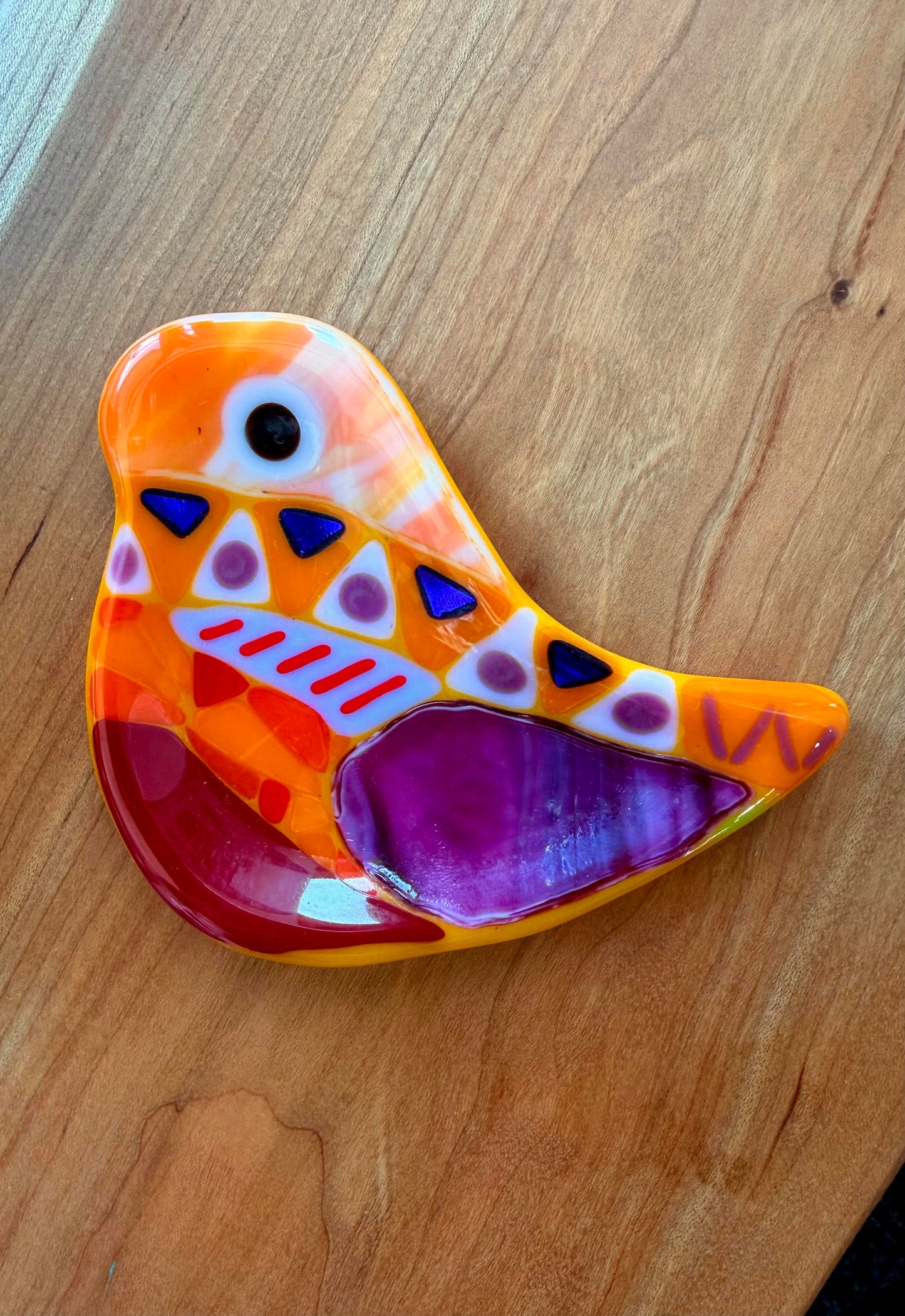 Fused Glass Bird Dish