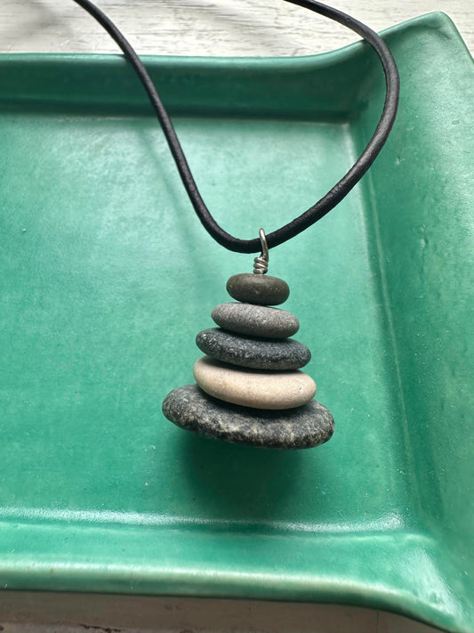 Lake Michigan Pebble Cairn Pendant