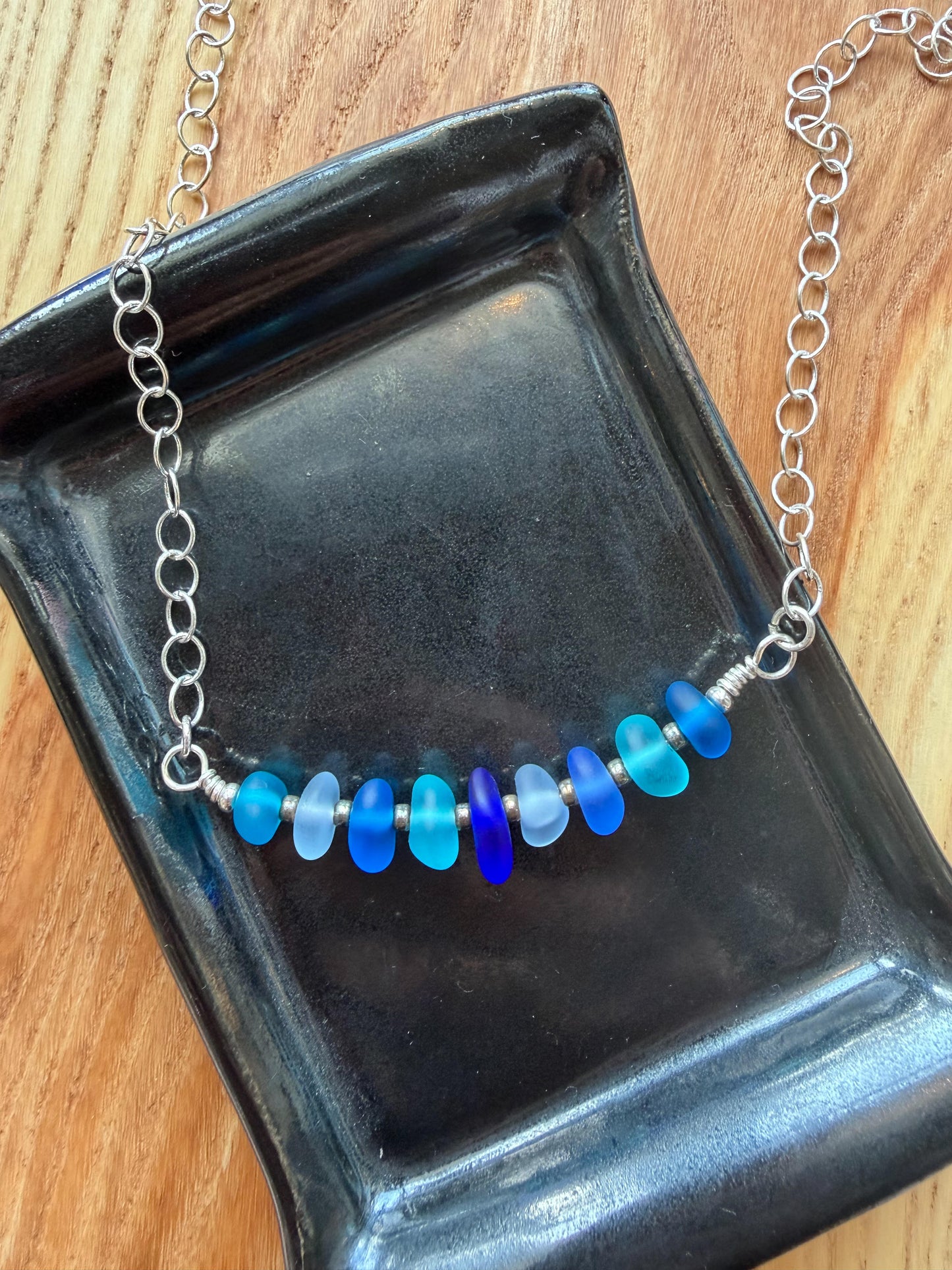 Mixed Beach Glass Silver Necklace - Various Colors