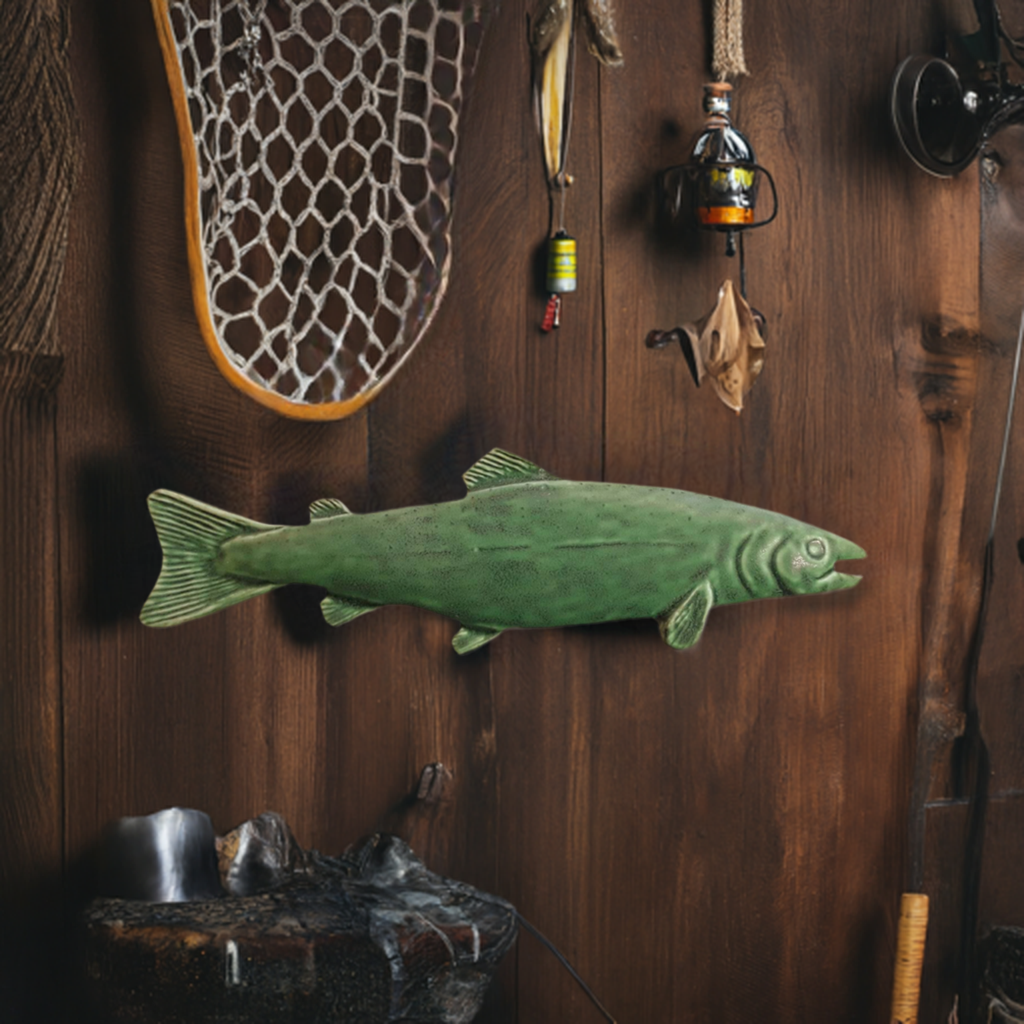 Atlantic Salmon Art Tile: Leaf Green glaze