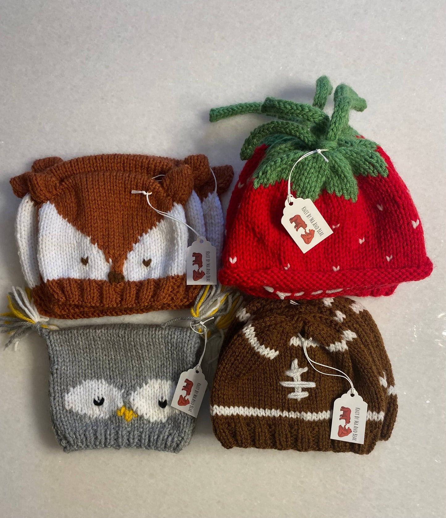 Owl hat; hand knit baby infant hats beanie newborn toddler : Baby