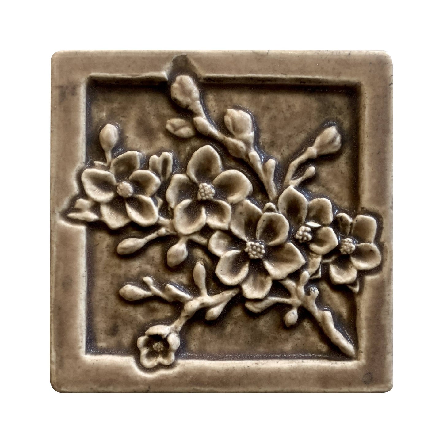Cherry Blossom Tile: Sepia Glaze