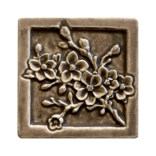 Cherry Blossom Tile: Sepia Glaze
