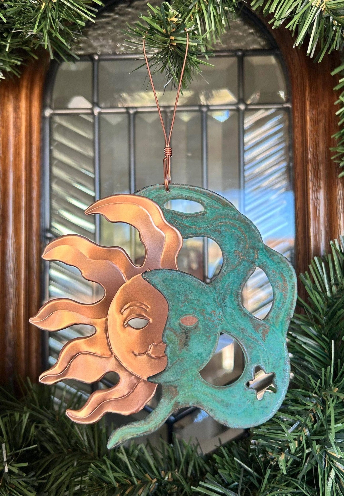 Sun & Moon Copper Christmas Ornament