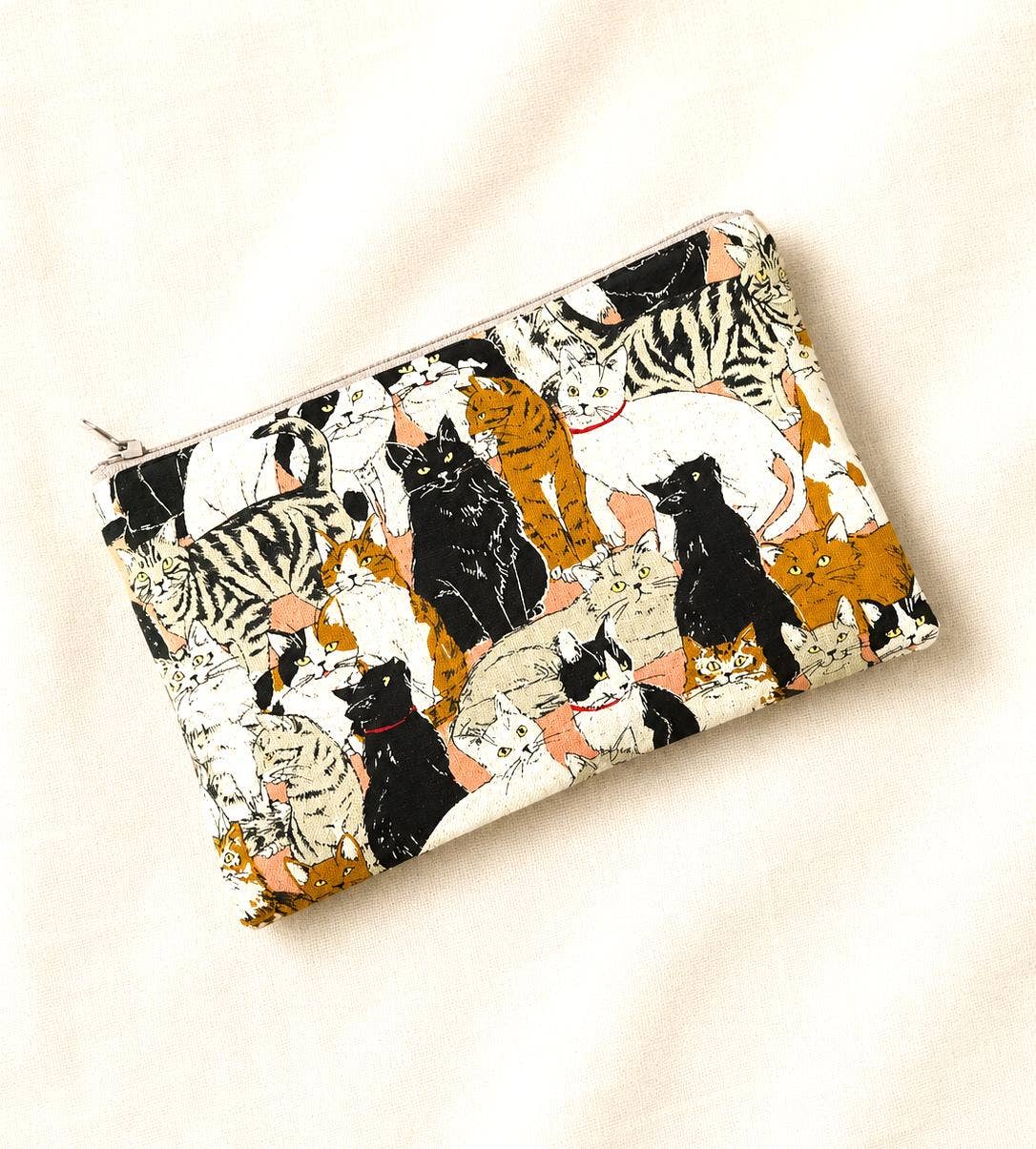 Multi-Purpose Cat Fabric Pouch with Zipper