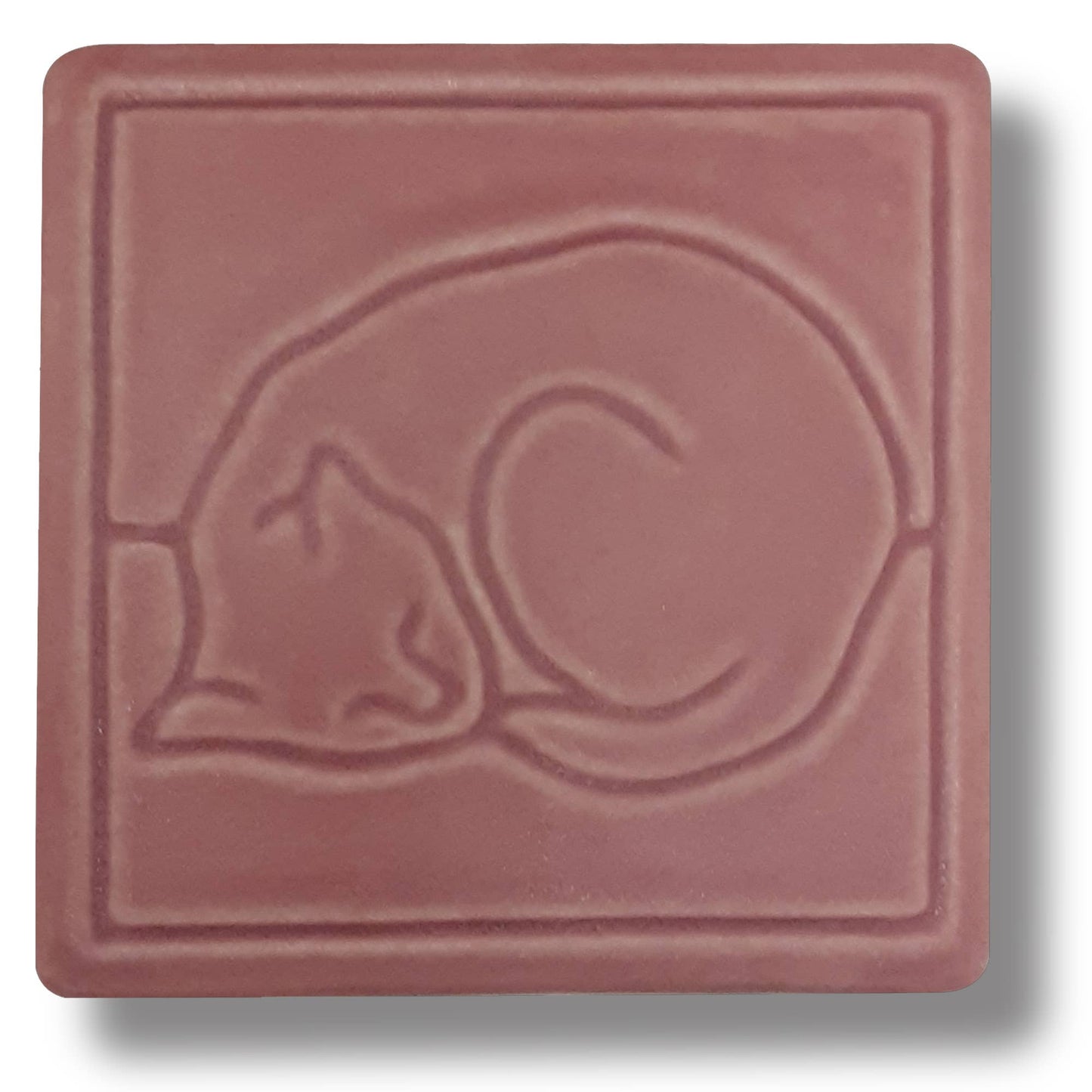 Line Cat Art Tile : Seaside Blue Glaze