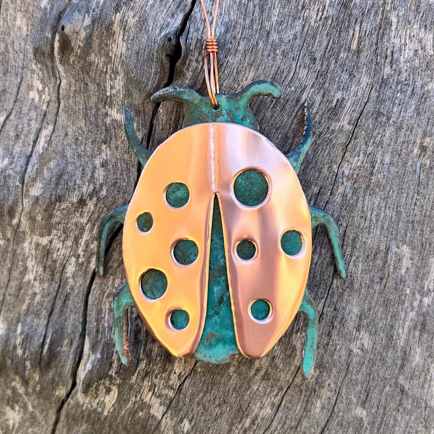 Ladybug Copper Christmas Ornament
