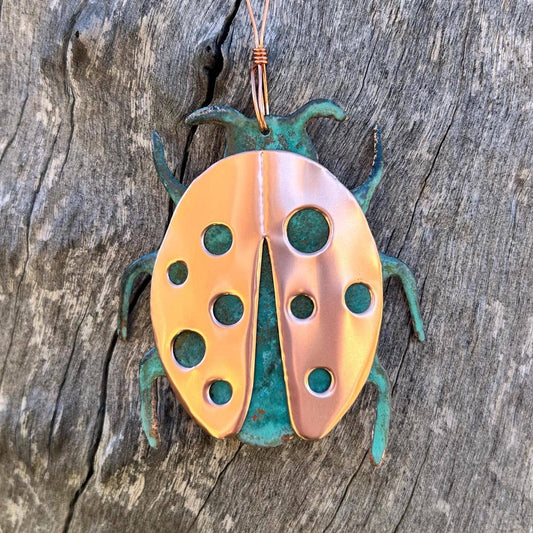 Ladybug Copper Christmas Ornament