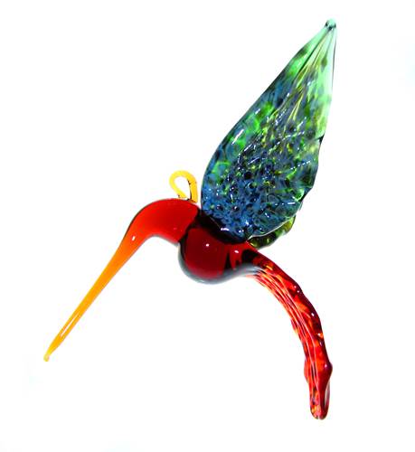 Hummingbird Suncatcher - Orange/Blue Speckle