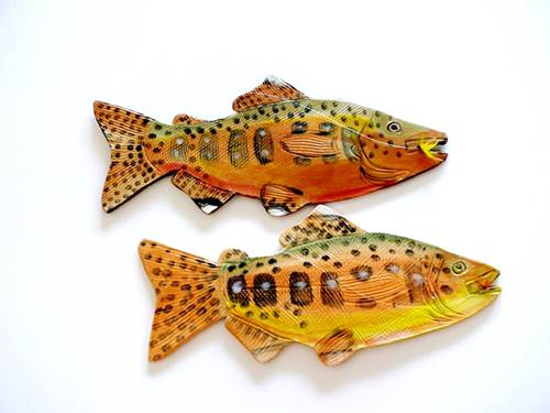 Golden Trout Wall Art with Hand Tied Fly and Line