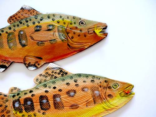 Golden Trout Wall Art with Hand Tied Fly and Line