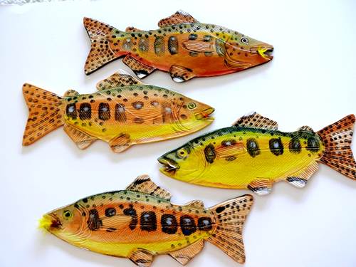 Golden Trout Wall Art with Hand Tied Fly and Line