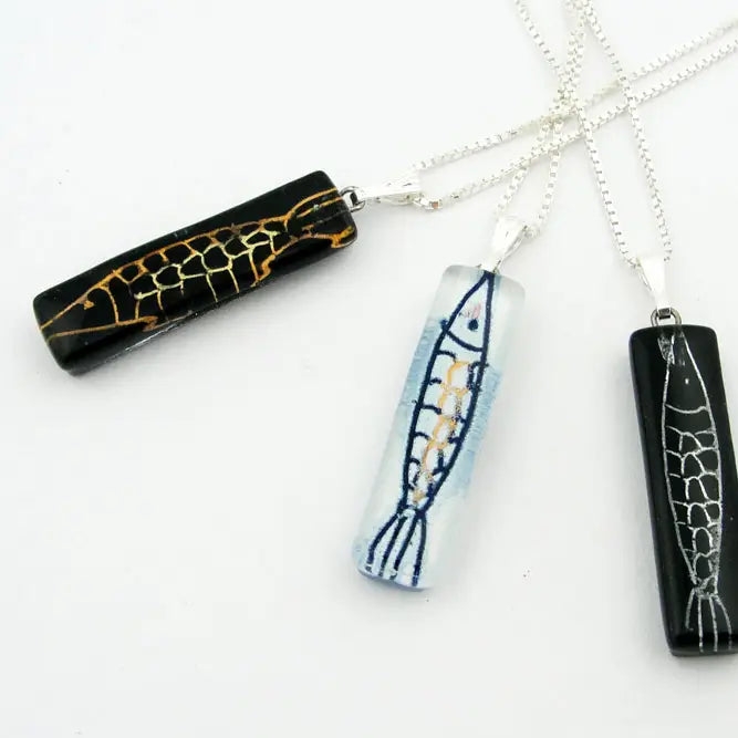 Pisces Bar Necklace- Black and Silver