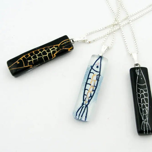 Pisces Bar Necklace- Black and Silver