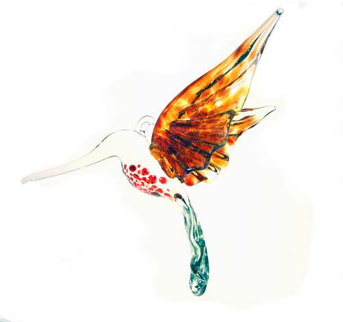 Hummingbird Suncatcher - Yellow/Blue Speckle