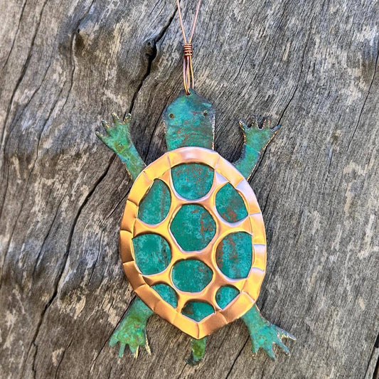 Turtle Tortoise Copper Christmas Ornament