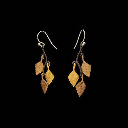 Autumn Birch Small 3 Leaf Wire Earrings
