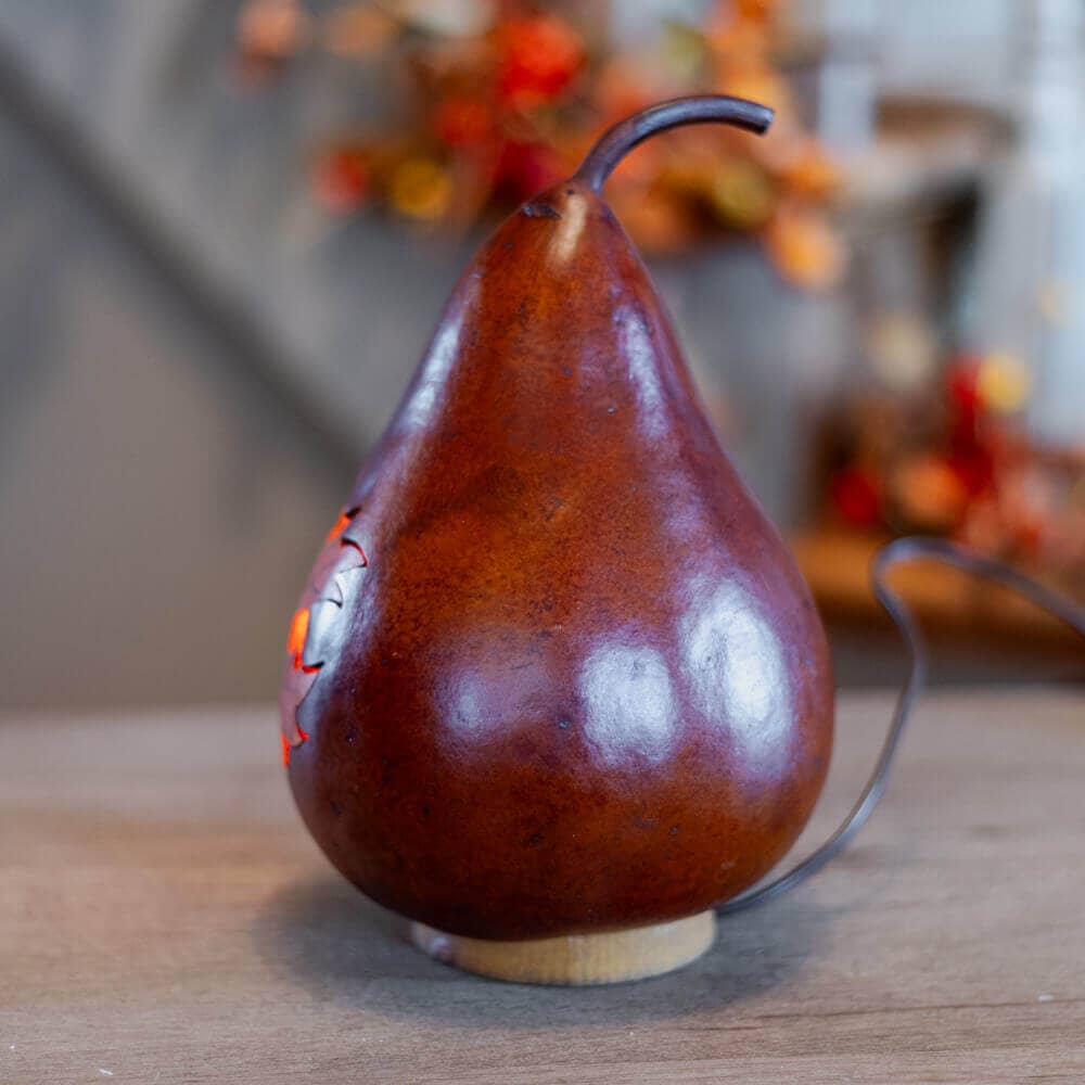 Gourd Luminary - Maple Leaf Silhouette Lit