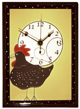 Large Ceramic Clock - Funky Chicken