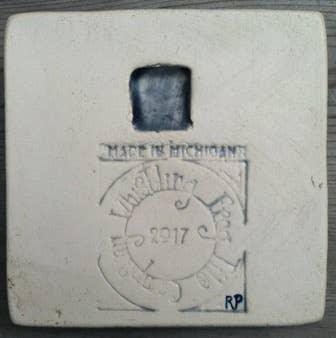 Line Cat Art Tile : Seaside Blue Glaze