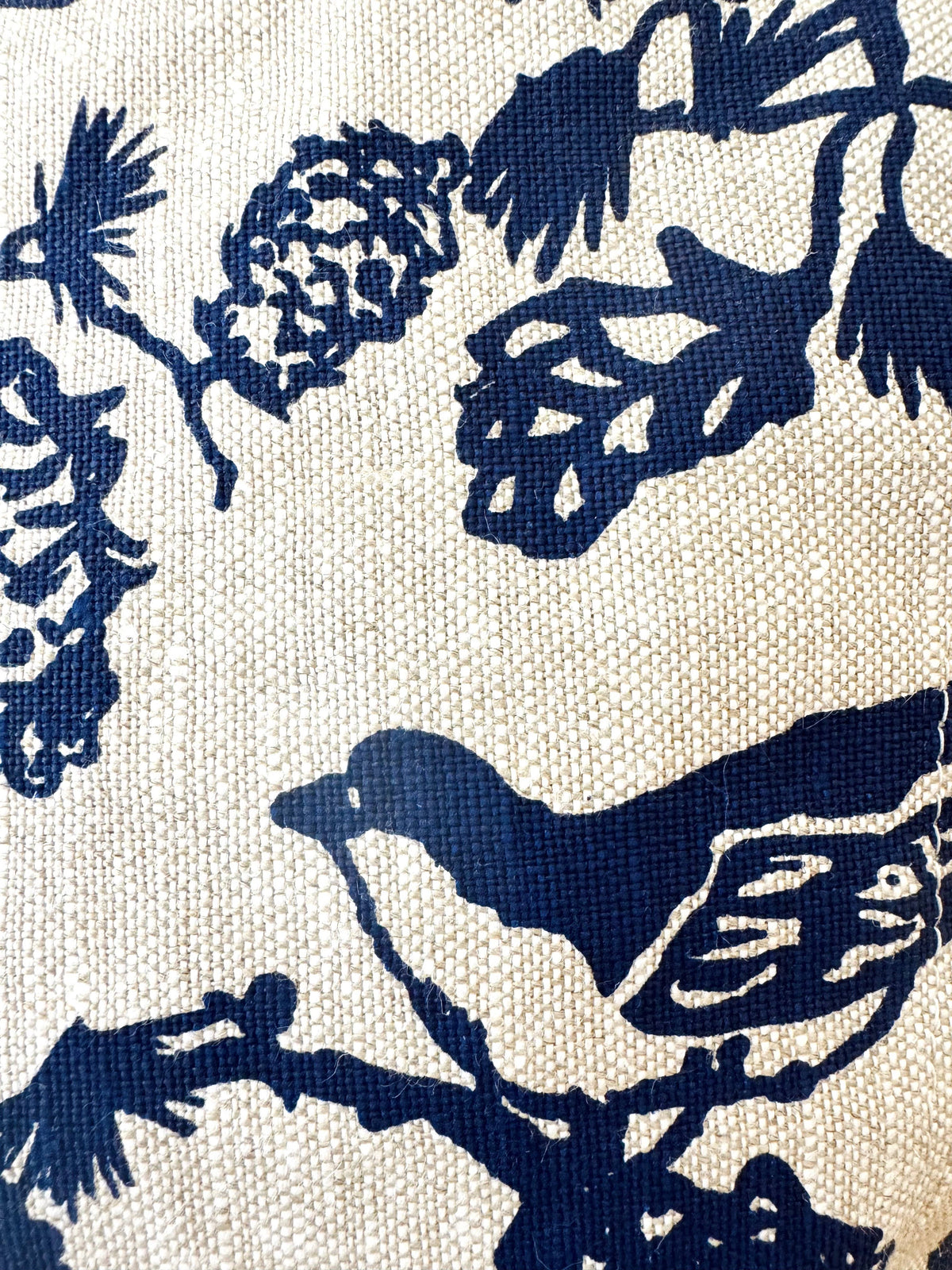 Pine Cone Heavy Linen Boho Tote Bag: Navy