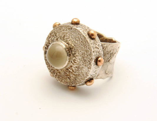 Reticulated Series - Moonstone with Bronze Accent Ring: Amethyst / Size 10