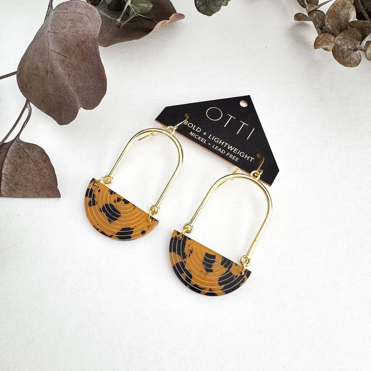 Architectural Half Moon Earrings: Limited SPRING Patterns: Floral Watercolor
