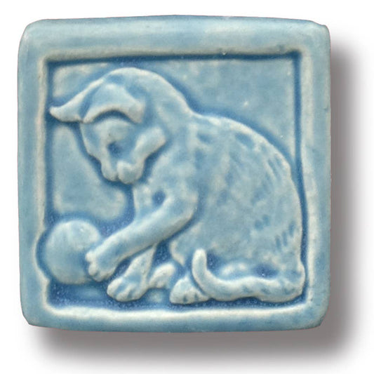 Kitten Art Tile 3x3 : Fresh Water Blue glaze
