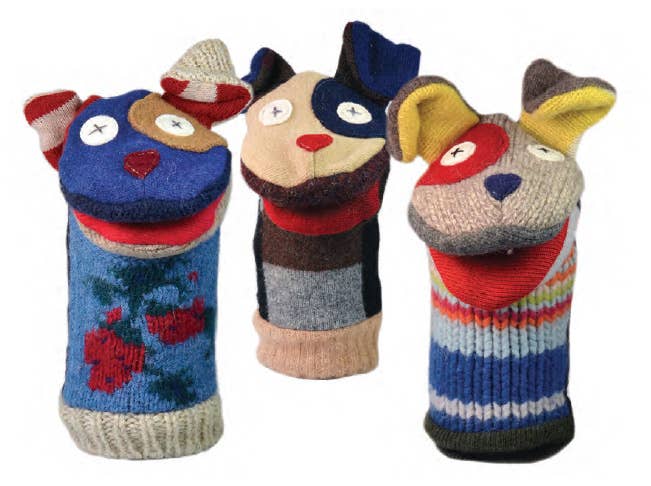 Dog Puppet | Reclaimed Wool : 12 inch height (30.5 cm).